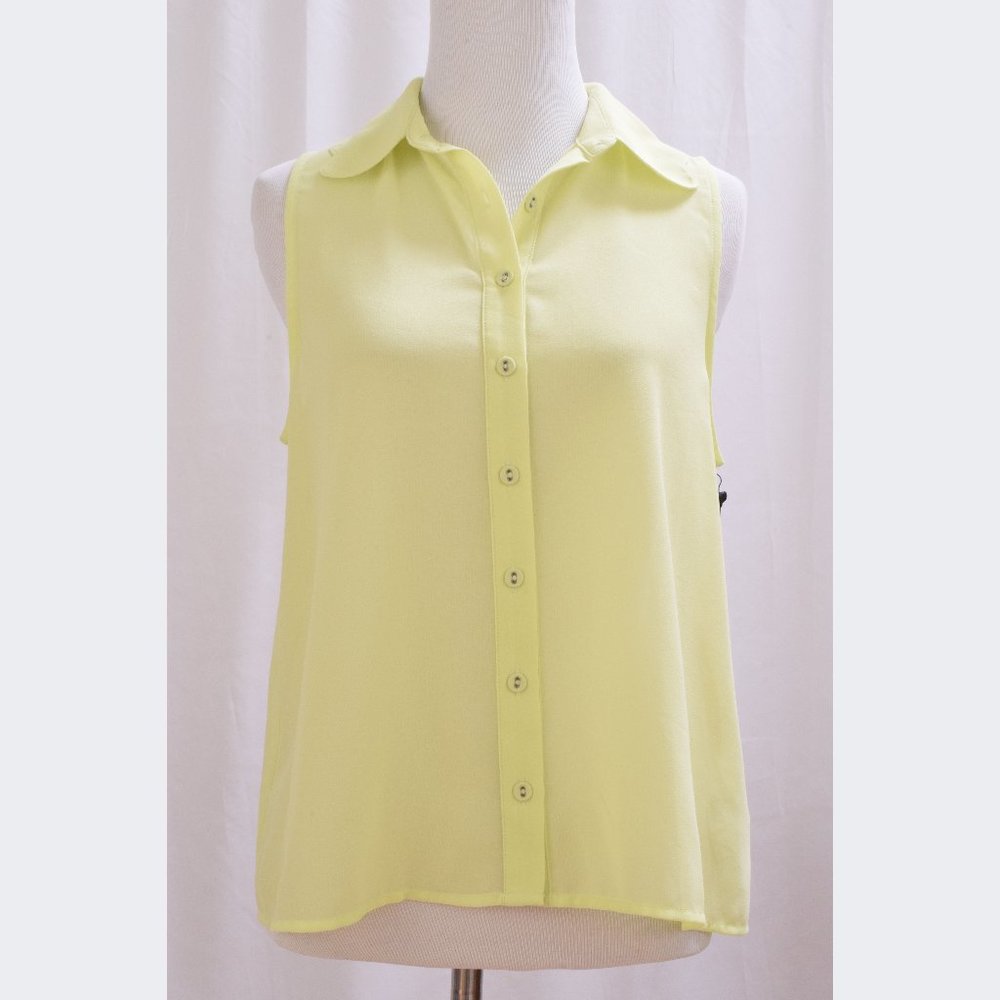 NEW H&M Women's Size S Sheer Green Sleeveless Blouse Top Shirt